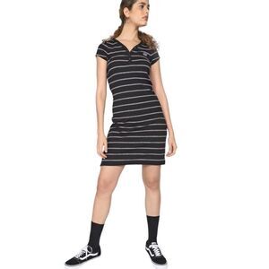 VANS dress black striped ribbed short sleeve stretch tee shirt L